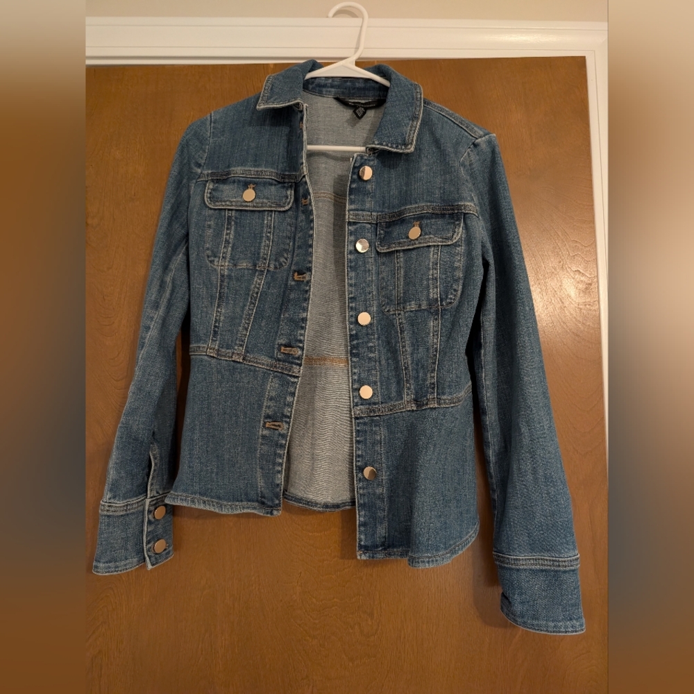 NWT White House Black Market Denim Peplum Jacket - XS